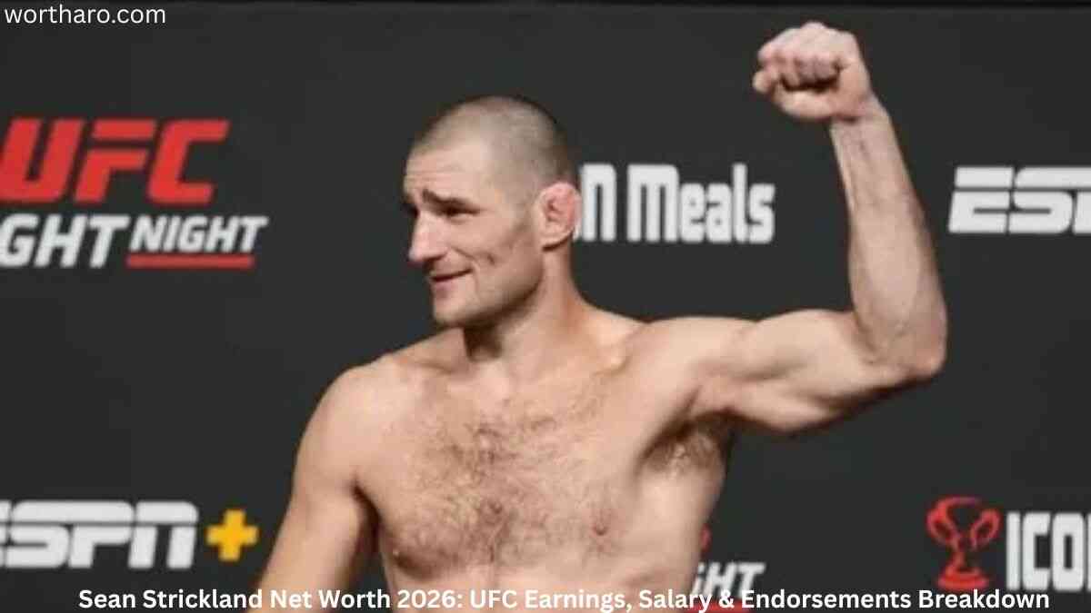 Sean Strickland Net Worth – Sean Strickland posing during an official UFC weigh-in before a fight.