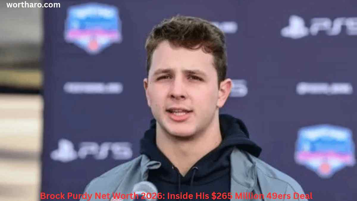 Brock Purdy Net Worth 2026 — 49ers quarterback Brock Purdy at a media event