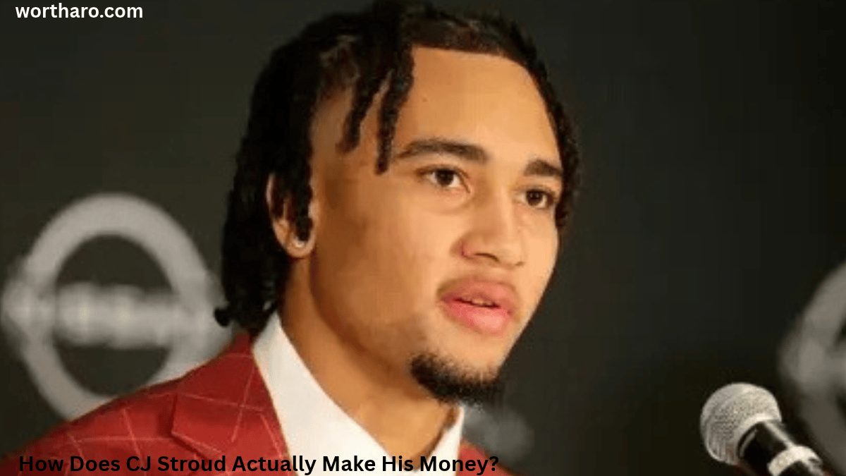 CJ Stroud Net Worth 2026 – C.J. Stroud speaking at a press event