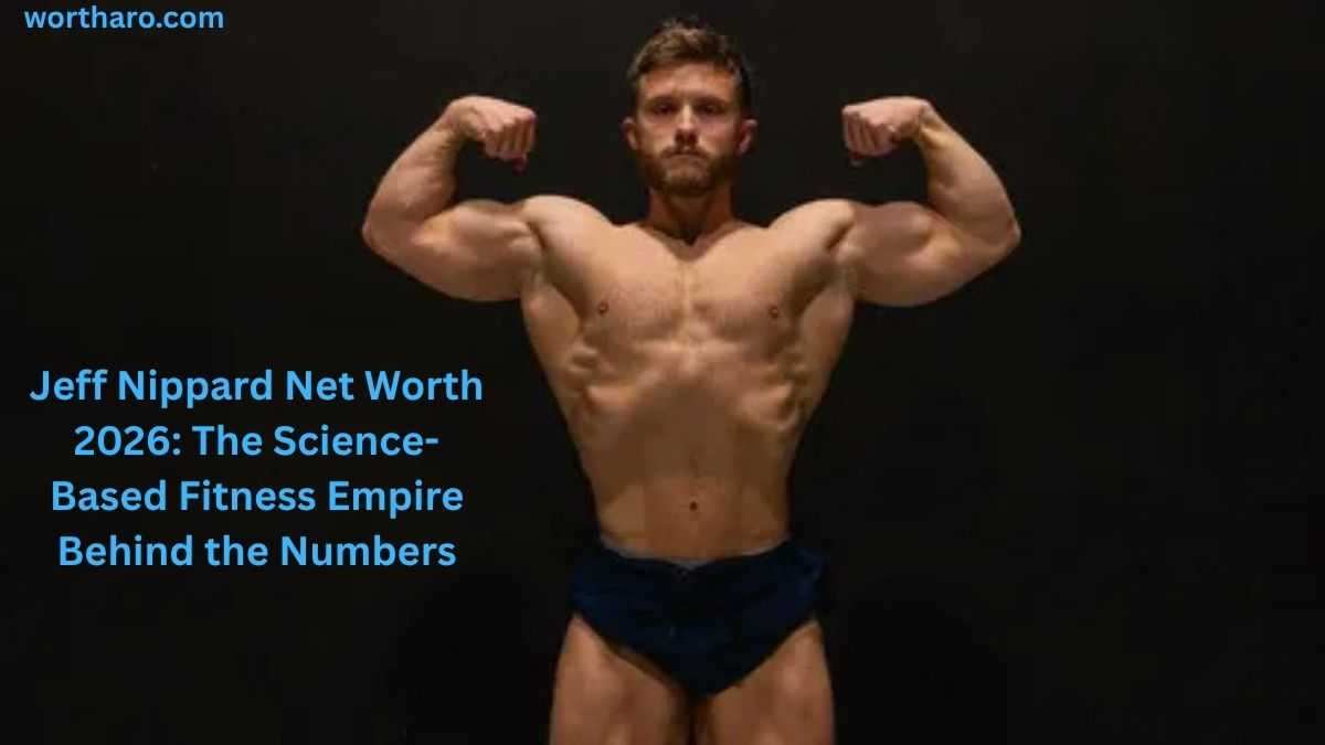Jeff Nippard posing and flexing his muscles while showcasing his fitness career and Jeff Nippard Net Worth