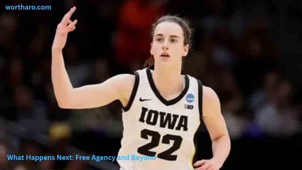 Caitlin Clark playing basketball for Iowa, wearing jersey number 22 during a game.