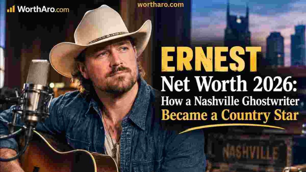 ERNEST Net Worth 2026: Country singer in a cowboy hat with a guitar, showing his journey from Nashville songwriter to country star.