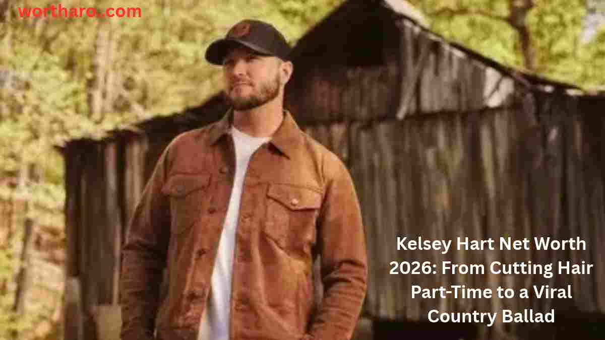 Kelsey Hart standing outdoors in a brown jacket and black cap, highlighting Kelsey Hart Net Worth and his rise as a viral country singer.
