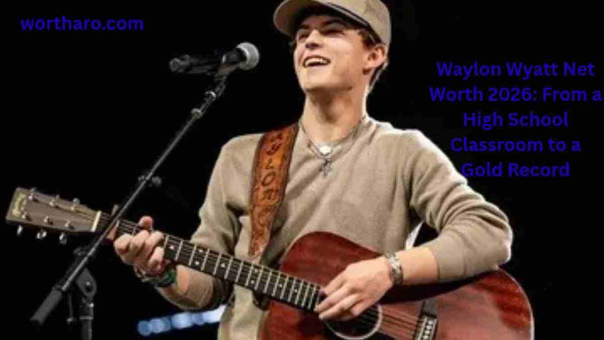 Waylon Wyatt performing on stage with a guitar and microphone while highlighting his country music career and Waylon Wyatt Net Worth