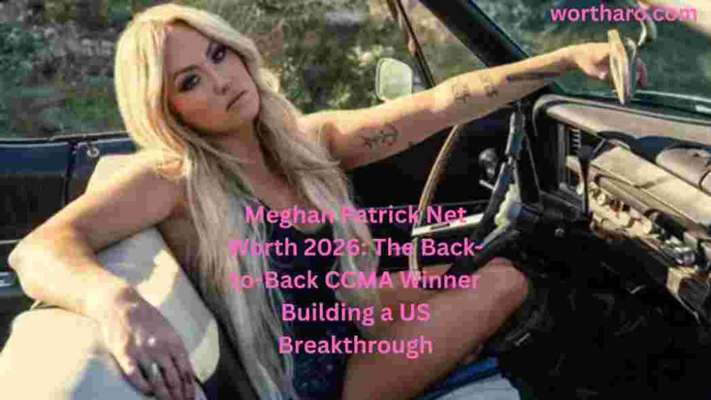Meghan Patrick Net Worth featured in a vintage car while celebrating her country music success
